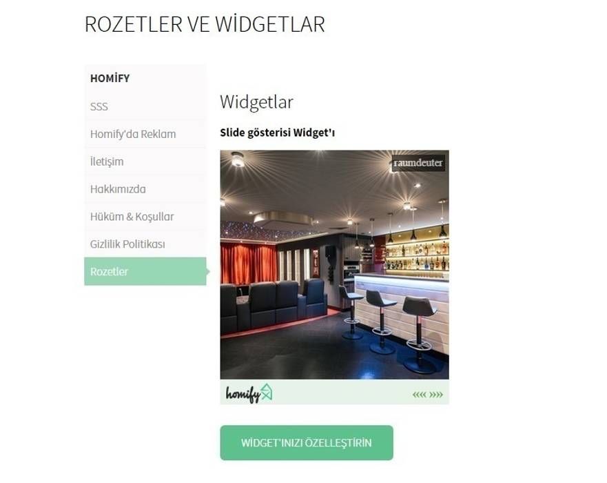 Widgetlar homify Yardım