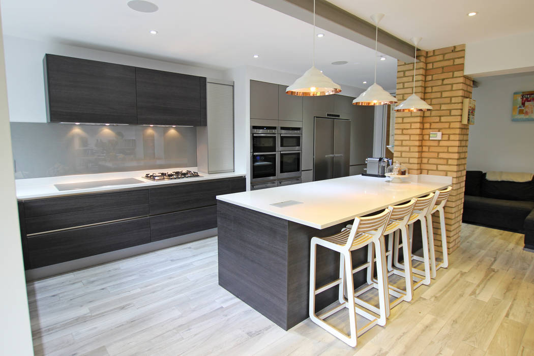 Modern wood kitchen island design​ LWK London Kitchens 現代廚房設計點子、靈感&圖片