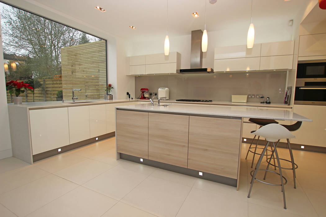 ​Light Acacia modern wood effect kitchen island LWK London Kitchens Modern kitchen