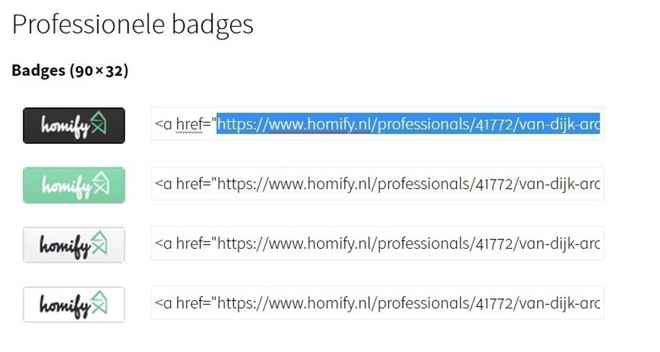Hoe integreer ik badges en widgets?, homify help homify help