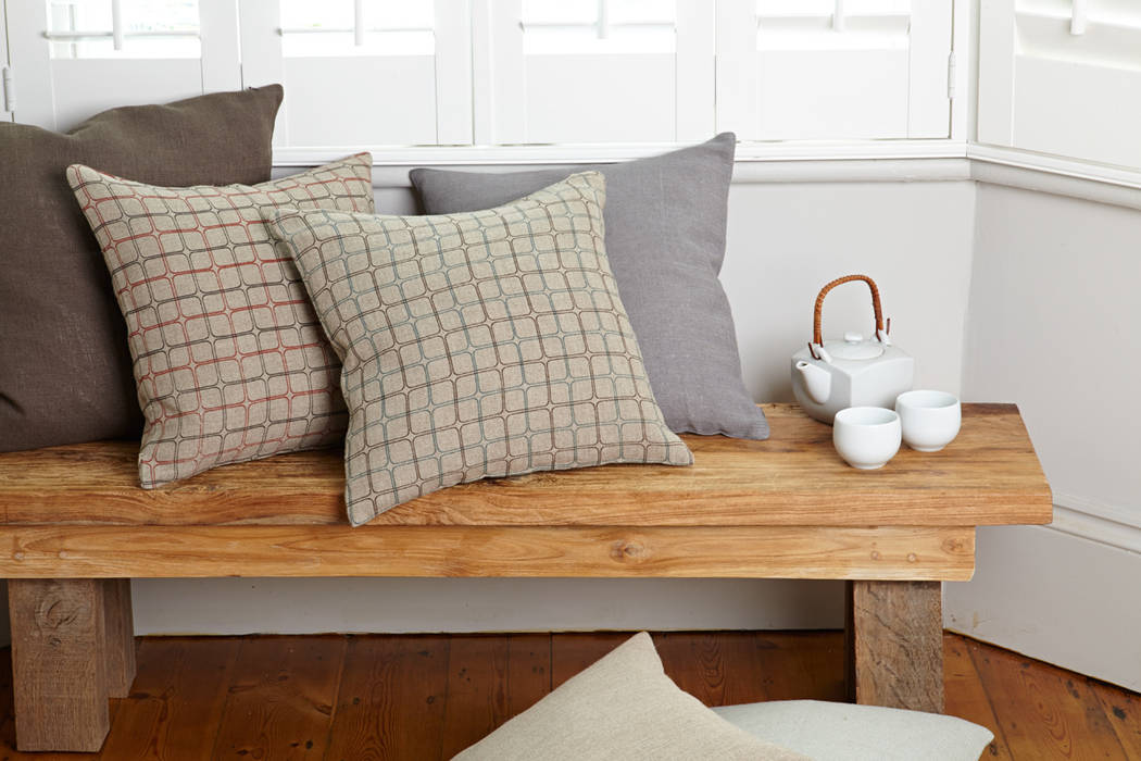 ​Cotton and linen hand screen printed cushions akin & suri Scandinavian style bedroom Textiles