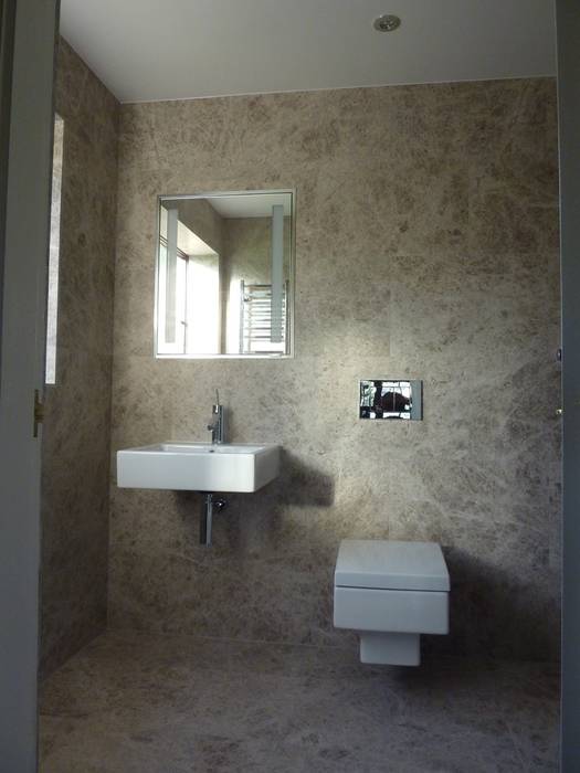 Silvery Shadow Honed Marble Tiles Floors of Stone Ltd Modern bathroom