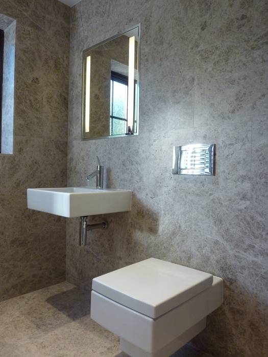 Silver Shadow Honed Marble Floors of Stone Ltd Modern bathroom