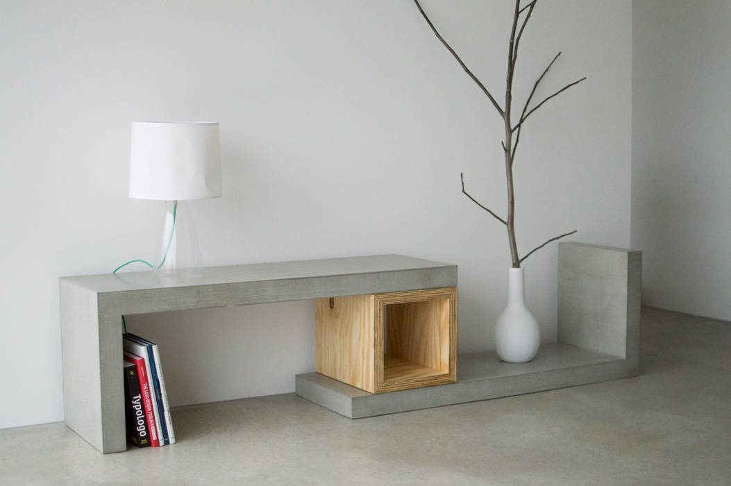 Concrete Square Wood / Sideboard-Couchtisch-Bank, formdimensionen formdimensionen Living room Cupboards & sideboards