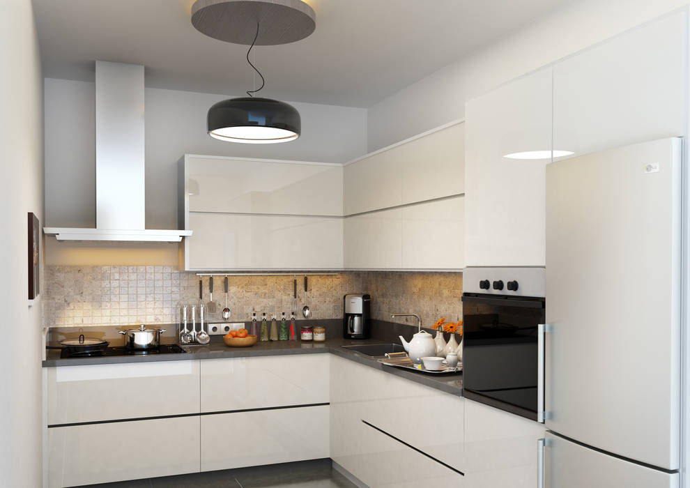White kitchen BA DESIGN Modern Mutfak