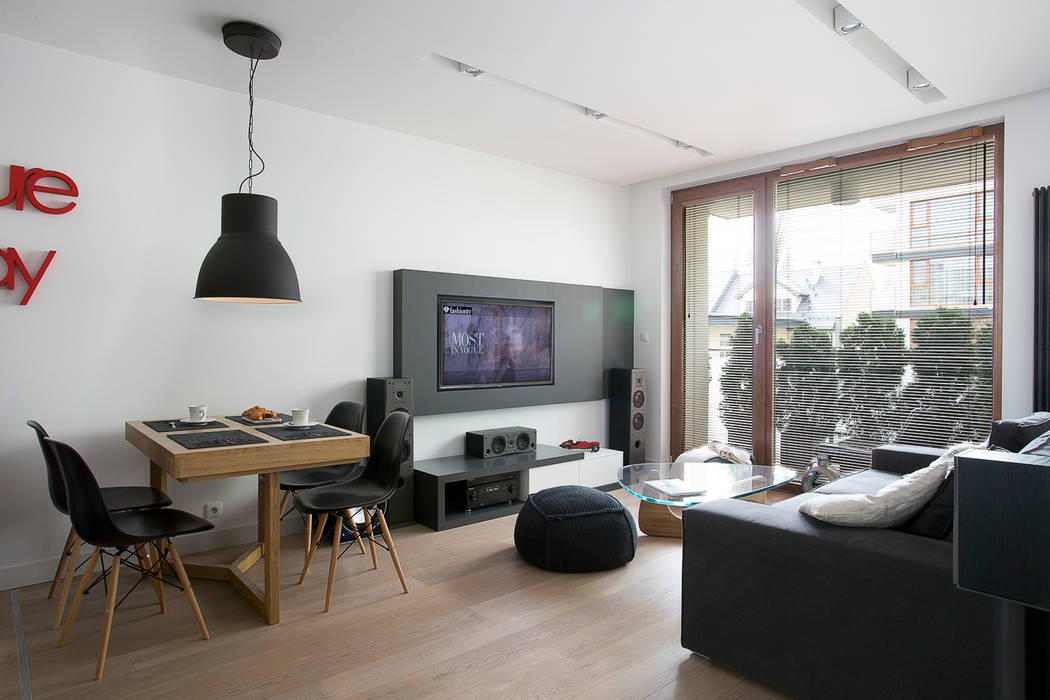 Minimalistyczny Apartament 43m2 Warszawa, The Vibe The Vibe Living room