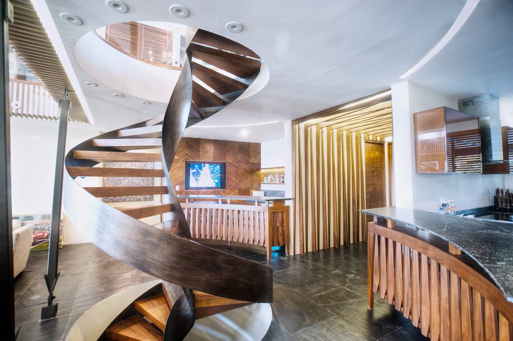 Escalera principal sanzpont Pasillos, vestíbulos y escaleras de estilo moderno Edificio,Madera,Diseño de interiores,Arquitectura,casa,Piso,Piso,Sala,Madera dura,Bienes raíces