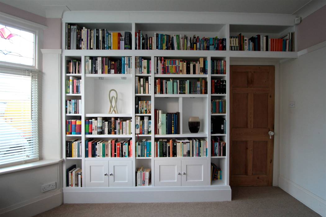 Large Fitted Bookshelves, White Painted Modern Study Office By Freebird 