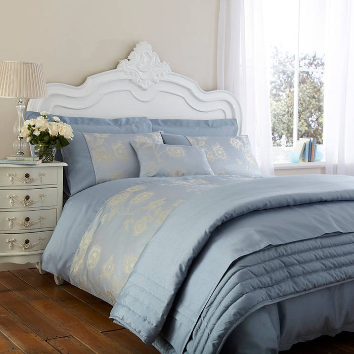Charlotte Thomas "Antonia" Jacquard Collection in Duck Egg Blue We Love Linen Classic style bedroom Textiles