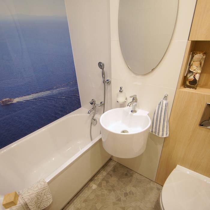 Łazienka z widokiem na morze Aleksandra Jaros Pracownia Architektury i Wnętrz Śródziemnomorska łazienka