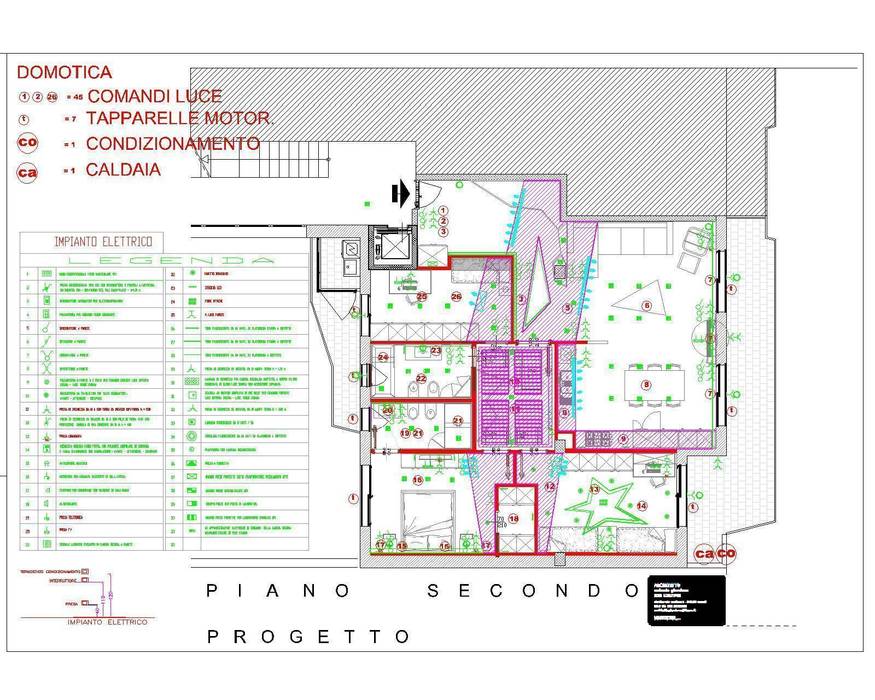 progetto lay-out impianto elettrico domotico antonio giordano architetto Case moderne