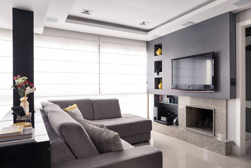 Apartamento DC, Blacher Arquitetura Blacher Arquitetura Modern living room