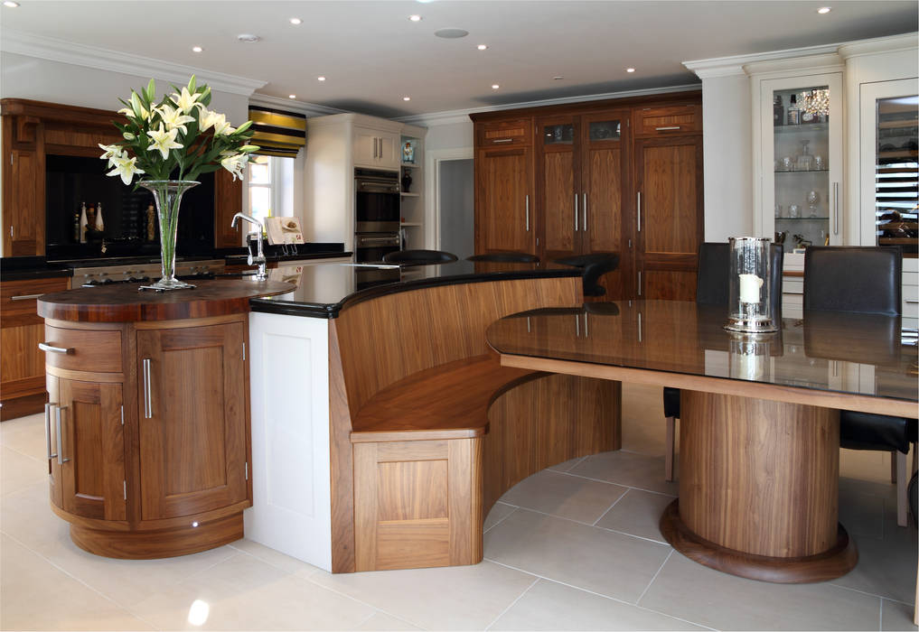 Beautiful walnut kitchen hand made John Ladbury and Company Modern kitchen