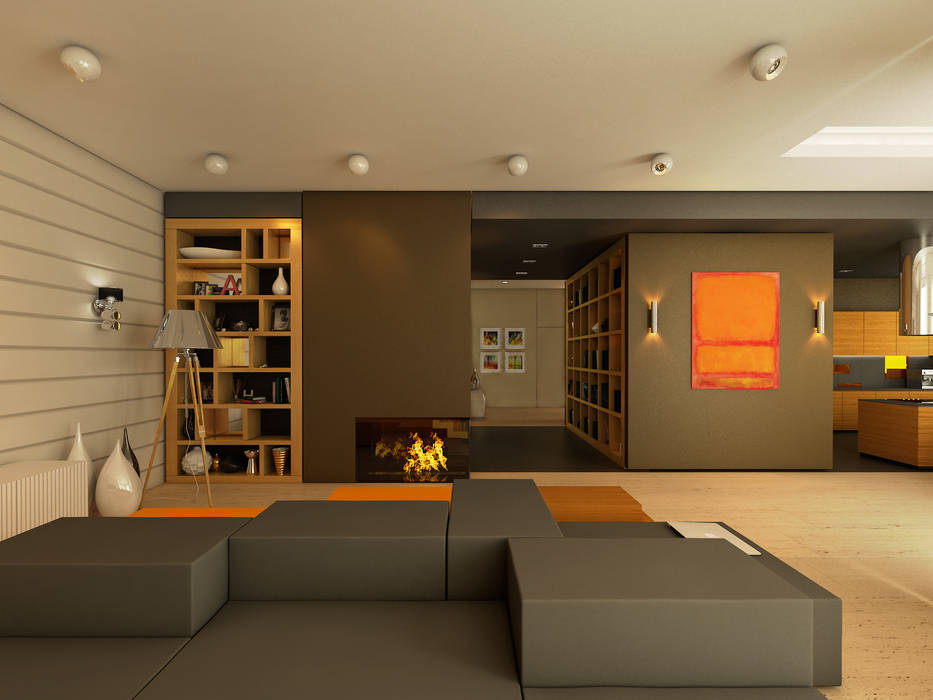 Дом в пос. Охта-Парк, oneione oneione Minimalist living room