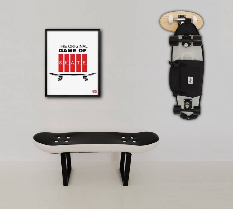 Skateboard Fackie Pressure stool, Crooked coat rack and Game of skate Illustration skate-home Casas de estilo moderno Accesorios y decoración