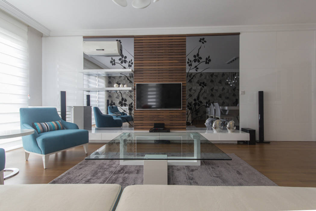 PROJE MİMARİ DESTEK, Trabcelona Design Trabcelona Design Ruang Keluarga Modern TV stands & cabinets