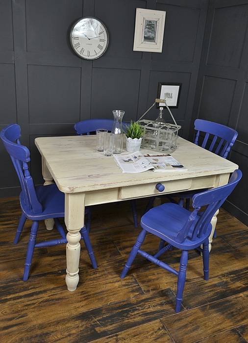 Blue & White Farmhouse Dining Set , The Treasure Trove Shabby Chic & Vintage Furniture The Treasure Trove Shabby Chic & Vintage Furniture مطبخ Tables & chairs