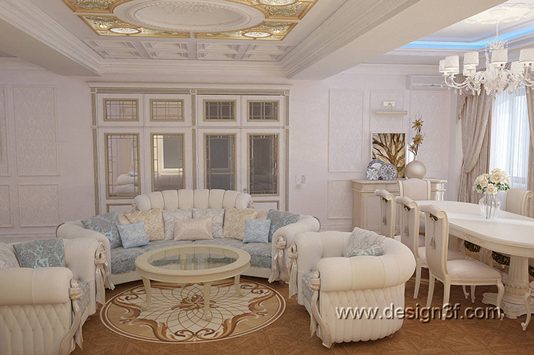 г. Москва, квартира 250 м2, студия Design3F студия Design3F ห้องนั่งเล่น