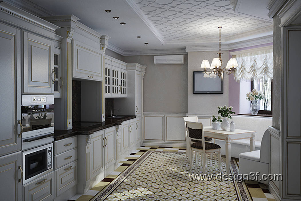 г. Москва, квартира 250 м2, студия Design3F студия Design3F Cocinas de estilo clásico