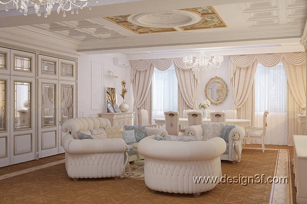 г. Москва, квартира 250 м2, студия Design3F студия Design3F Salones de estilo clásico