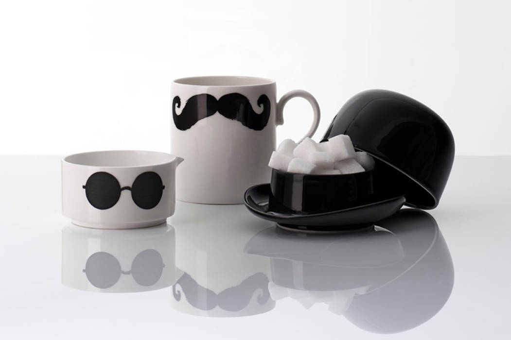 Original Moustache mug, milk jug and sugar bowl Set Peter Ibruegger Studio Eclectic style kitchen