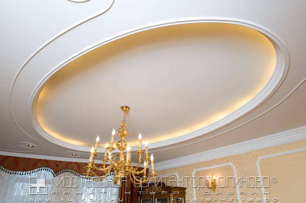 Потолок гостиной Мастерская архитектора Аликова Гостиная в классическом стиле