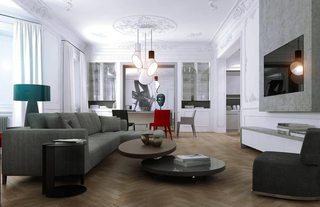 Дизайн-проект квартира Остоженка, Projecto2 Projecto2 Living room