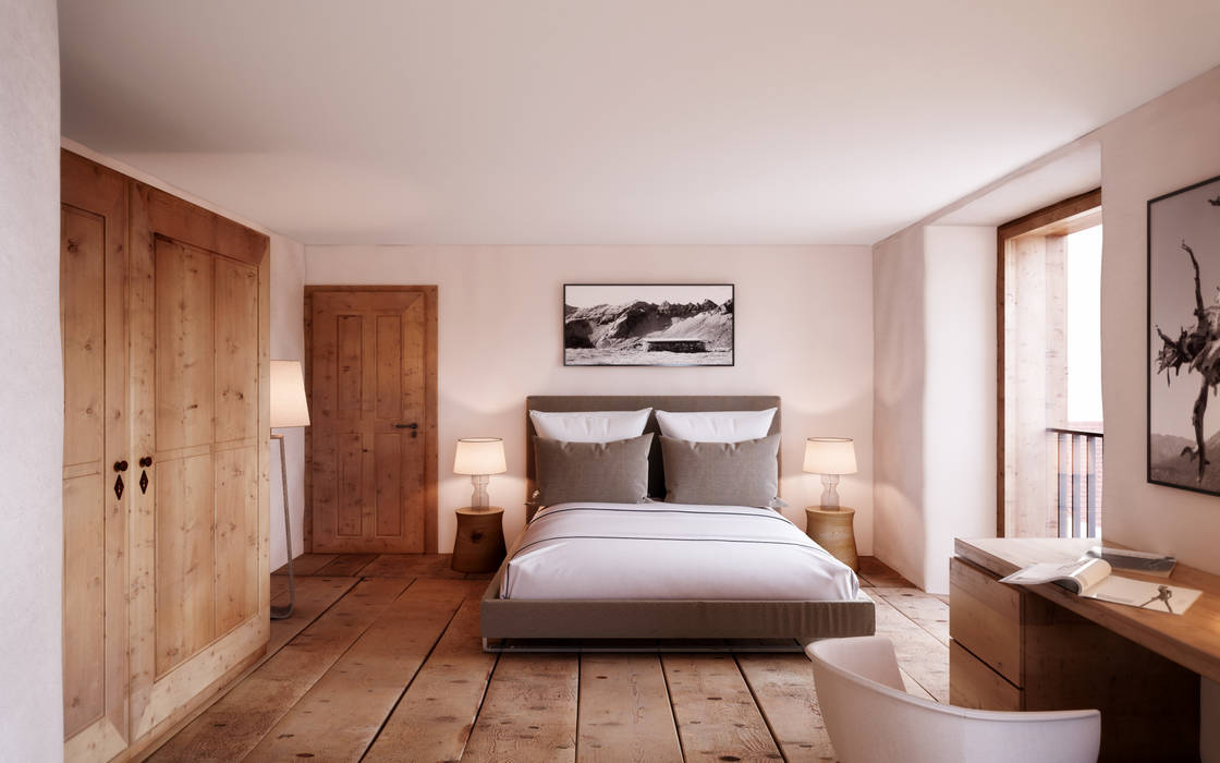 Historisch-rustikaler Charme im modernen Look: Komplettsanierung eines Mehrfamilienhauses, von Mann Architektur GmbH von Mann Architektur GmbH Rustic style bedroom