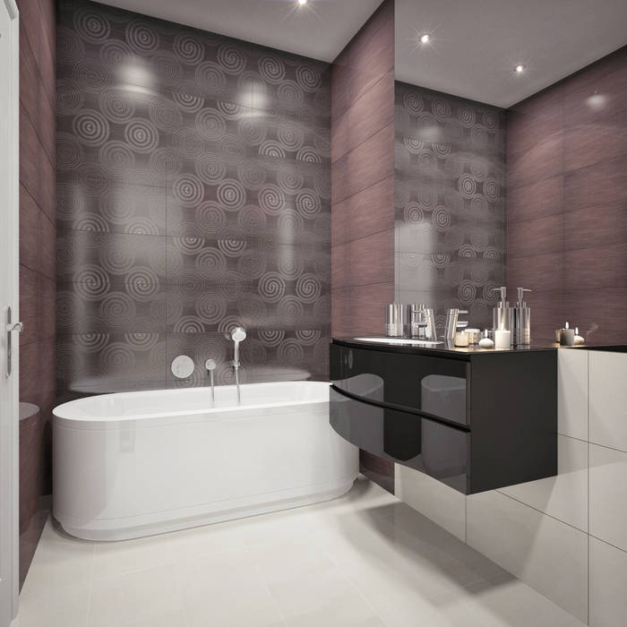 Дизайн квартиры в ярких оттенках, White & Black Design Studio White & Black Design Studio Ванная комната в стиле модерн