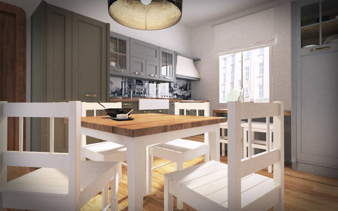 Mieszkanie w kamienicy - eklektyczny styl Kameleon - Kreatywne Studio Projektowania Wnętrz Eklektyczna kuchnia