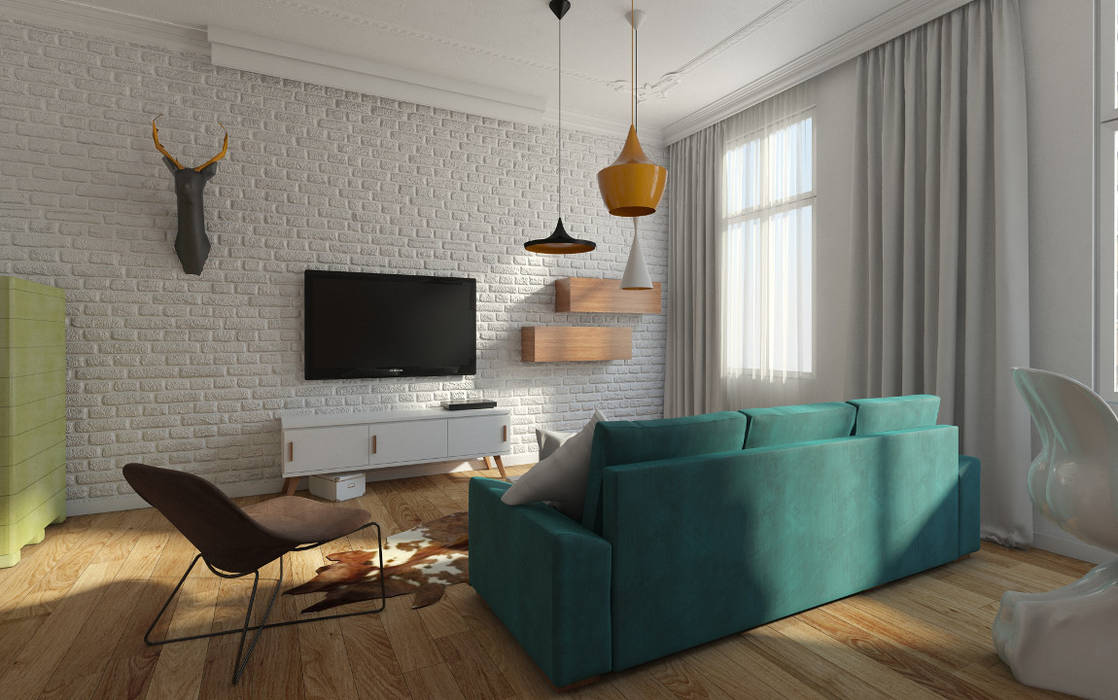 Mieszkanie w kamienicy - eklektyczny styl Kameleon - Kreatywne Studio Projektowania Wnętrz Eklektyczny salon
