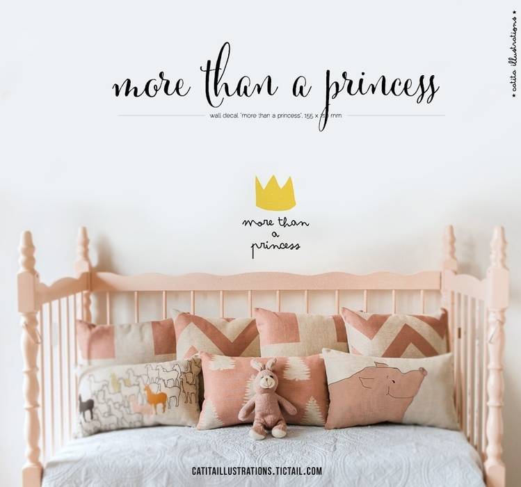 More than a Princess catita illustrations® Quartos de criança escandinavos Acessórios e Decoração