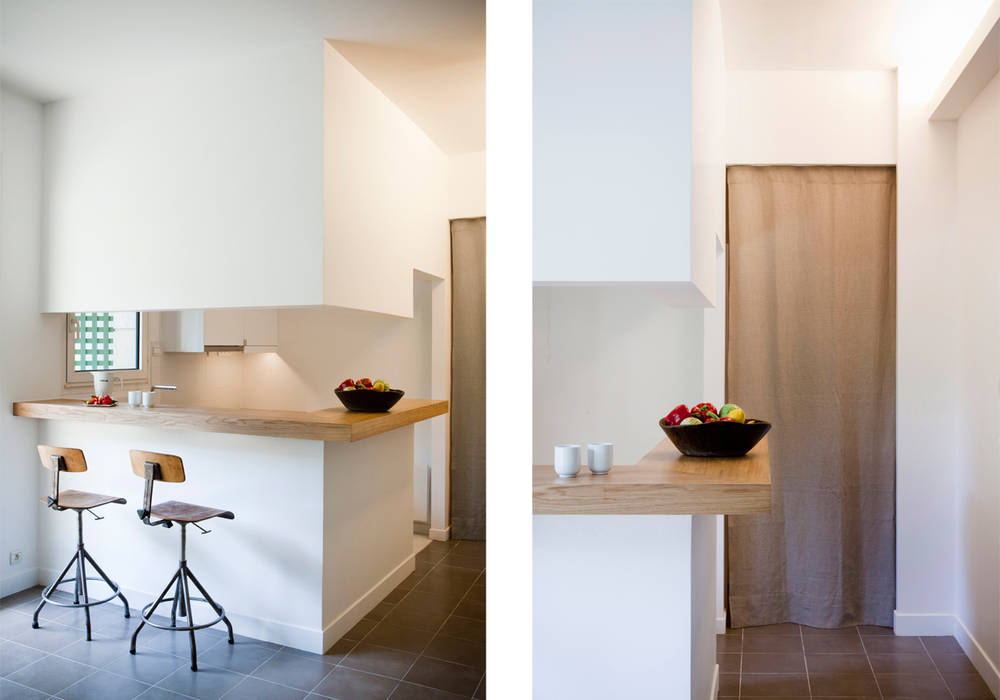 Grand studio, MELANIE LALLEMAND ARCHITECTURES MELANIE LALLEMAND ARCHITECTURES Modern style kitchen