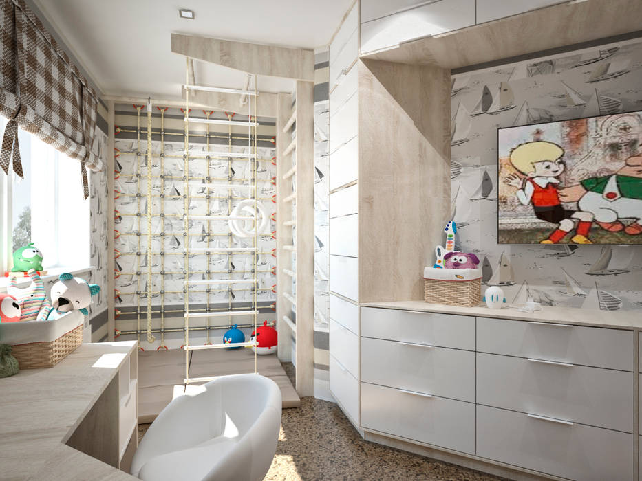 Четырехкомнатная квартира для молодой семьи Студия архитектуры и дизайна ДИАЛ Детская комнатa в стиле минимализм