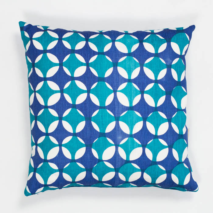 Crosses cushion in Peacock and Moroccan blue Georgia Bosson Scandinavian style houses Homewares