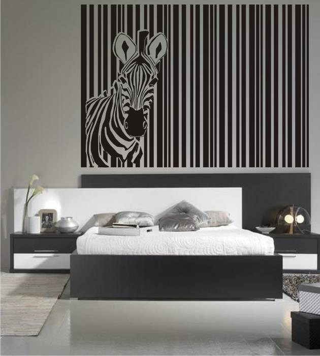 Cabecero de Cama cebra en vinilo decorativo Visualvinilo Dormitorios de estilo moderno Camas y cabeceros
