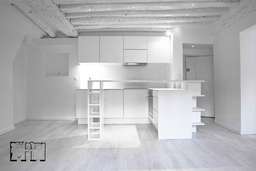 Restructuration d'un appartement à Paris 3ème, Gali Sulukjian Architecte Gali Sulukjian Architecte Cuisine minimaliste