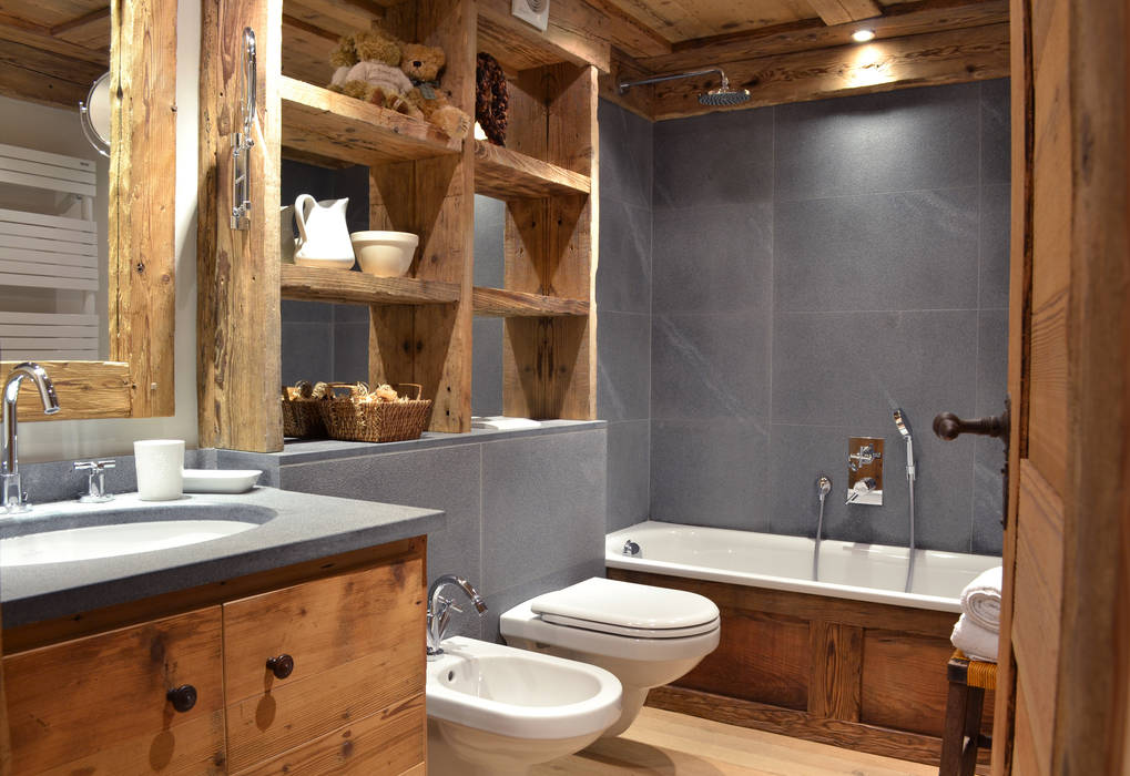 Chalet - Megeve Fr, Andrea Rossini Architetto Andrea Rossini Architetto Kamar Mandi Gaya Rustic