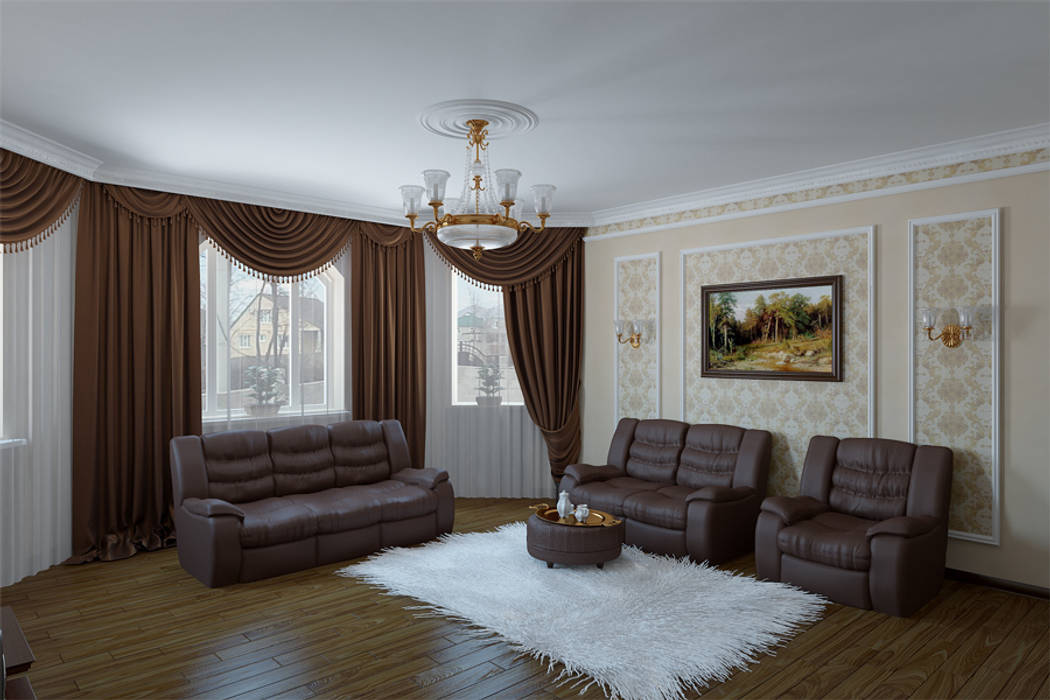 Неоклассика в кухне и гостиной, Москоу Дизайн Москоу Дизайн Klassieke woonkamers