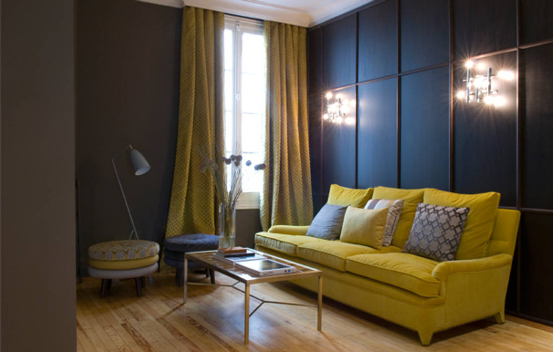 Sala de estar para showroom Grupo Lamadrid DyD Interiorismo - Chelo Alcañíz Salones de estilo ecléctico