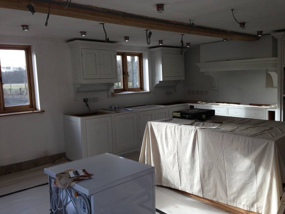 Barn Conversion - Kitchen begins to take shape Design by Deborah Ltd