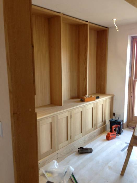 Bespoke kitchen cupboards starting to take shape. Design by Deborah Ltd