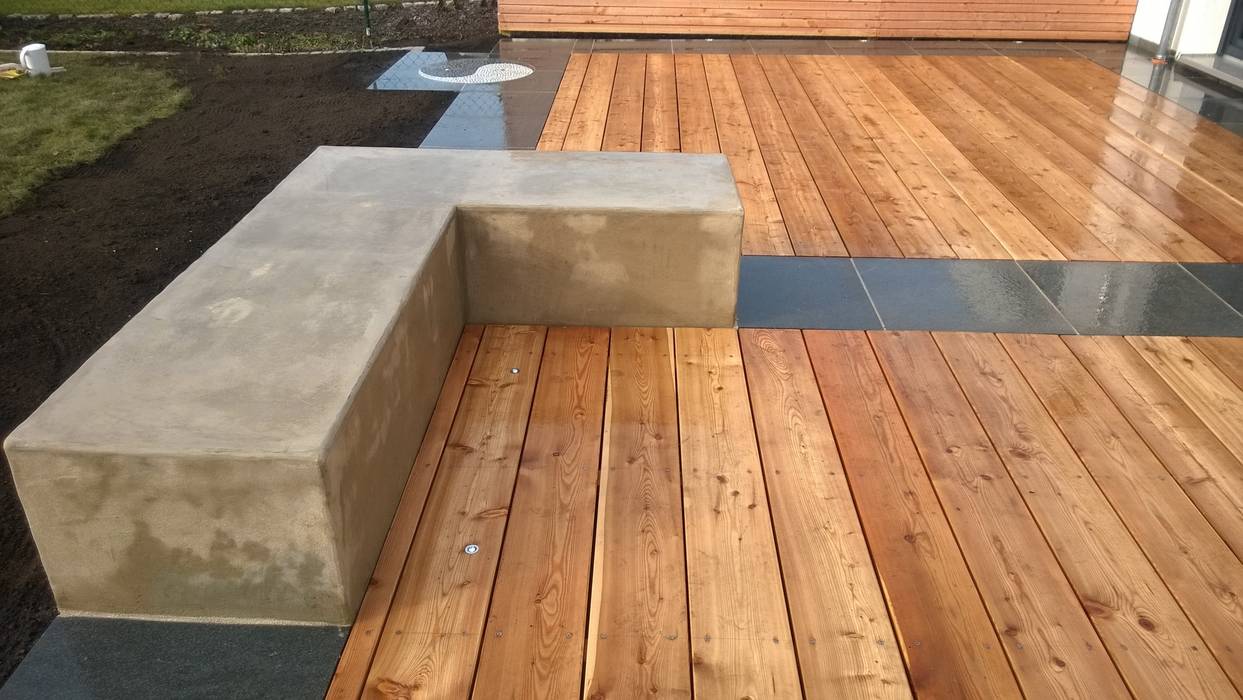 Sitzbank aus beton moderner garten von neues gartendesign by wentzel