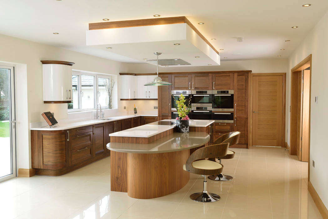 Mr & Mrs Broomhead Walnut & White Gloss Kitchen, Room Room Modern Kitchen Kitchen,Walnut,White Gloss