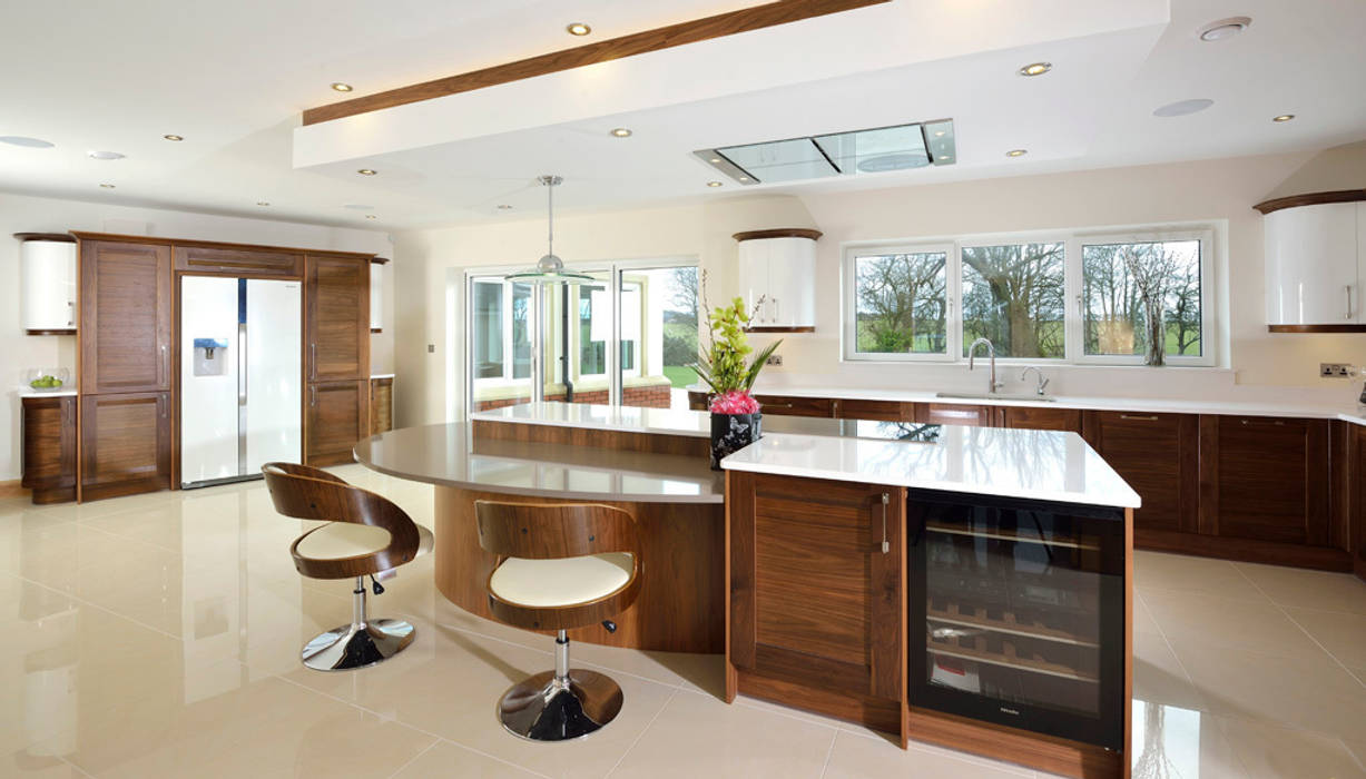 Mr & Mrs Broomhead Walnut & White Gloss Kitchen, Room Room Modern Kitchen Kitchen,Walnut