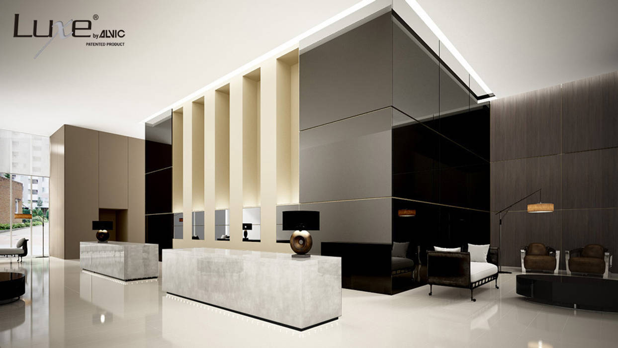 Aplicación vertical de paneles Luxe by Alvic. ALVIC Espacios comerciales Hoteles