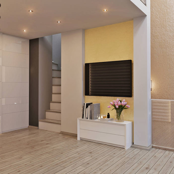 Двухуровневая квартира в морском стиле Студия дизайна ROMANIUK DESIGN Гостиная в стиле минимализм
