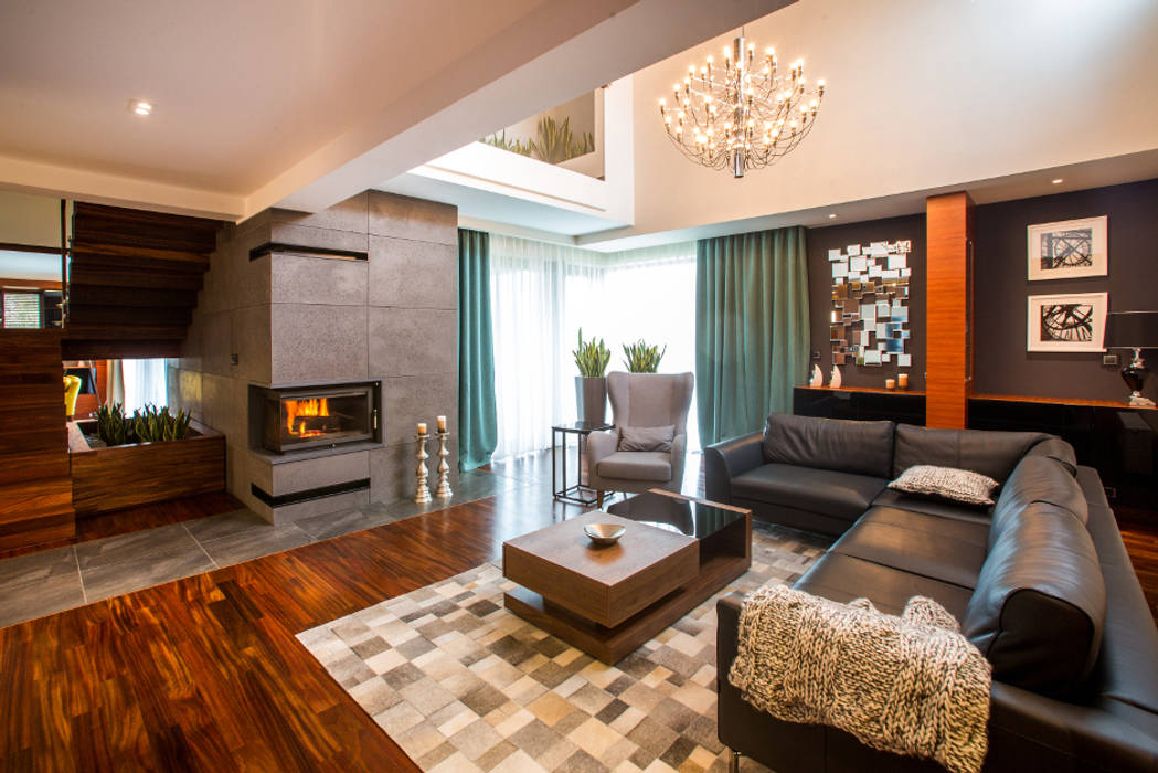 Luksusowe wnętrza z drewnem w roli głónej, Viva Design - projektowanie wnętrz Viva Design - projektowanie wnętrz Living room