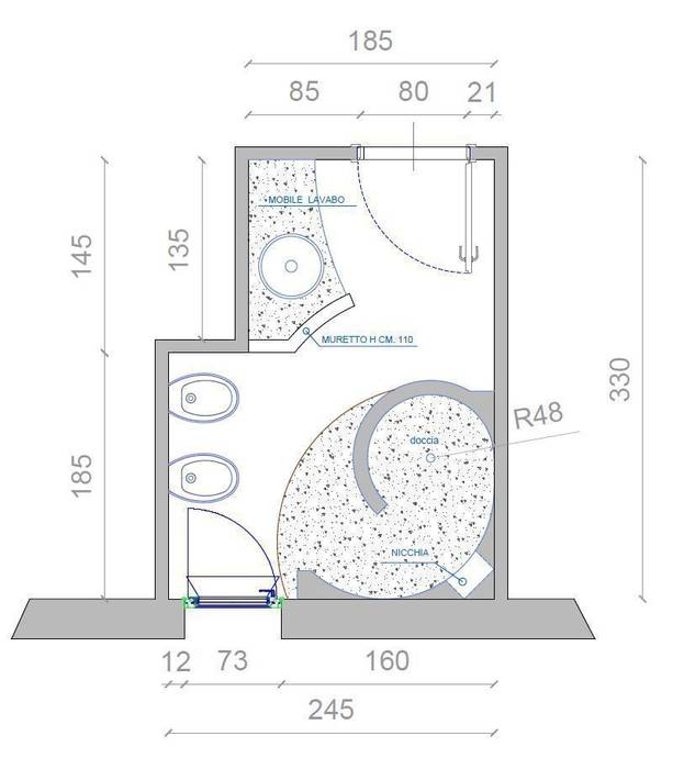 Planimetria del Bagno Interior Design Stefano Bergami Bagno moderno