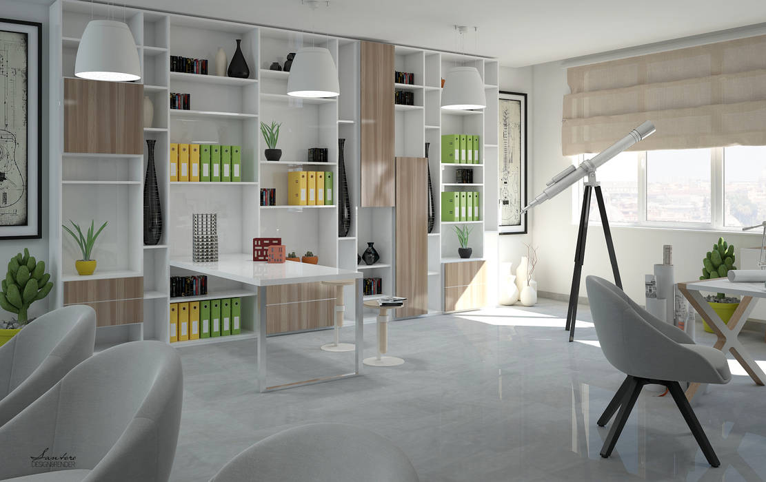 Restyling studio di architettura – Messina , Santoro Design Render Santoro Design Render Ruang Studi/Kantor Modern